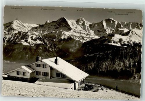 Niederhorn Foto AK Winter Berghaus Foto Gyger