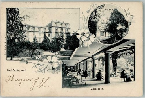 5116 Schinznach Bad 1909 Foto AK Kirche Kolonaden Hotel