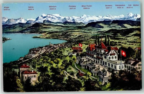 8803 Rüschlikon - Hotel Kurhaus Belvoir Zürichsee Fahne Fabrik Berge