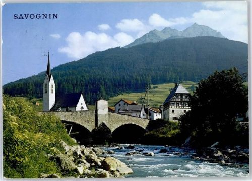 7460 Savognin - Muttergotteskirche mit Blick gegen Piz Arlos AKU1