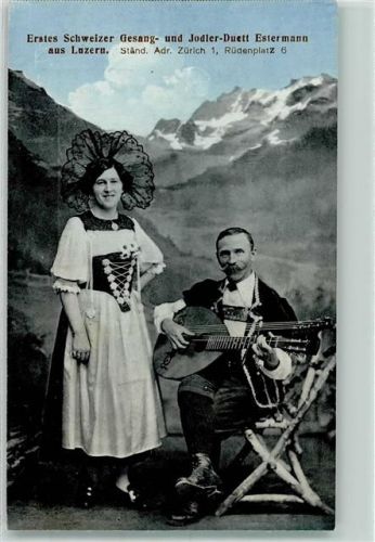 6000 Luzern Lucerne - Jodler Duett Estermann Kontragitarre Trachten AK