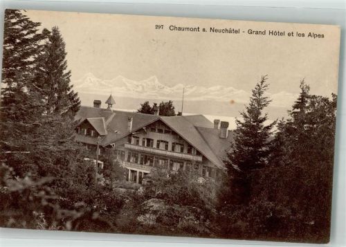 2067 Chaumont 1913 Foto AK Grand Hotel et les Alpes