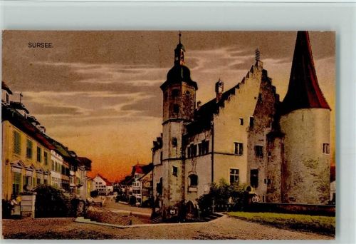 6210 Sursee 1925 - Partie bei der Kirche