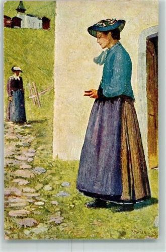 Künstlerkarte sign. F. Portier Trachtenfrau