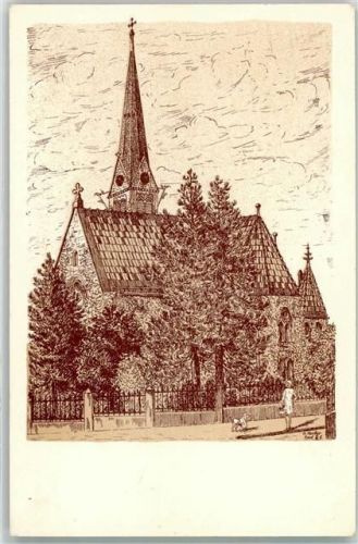 3000 Bern Berne Künstlerkarte Johanneskirche sign. von Schüler des städt Gymnasiums