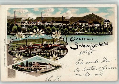 4133 Schweizerhalle Pratteln 1902 BOAKC Rothaus Salinen Lithographie