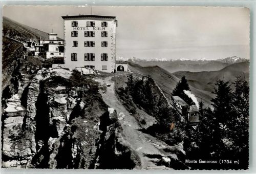 Monte Generoso Foto AK Hotel Kulm Hüttenstempel