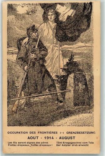 1914 Künstlerkarte Occupation des Frontieres Grenzbesetzung Soldat Uniform Gewehr sign. A. Schwaz