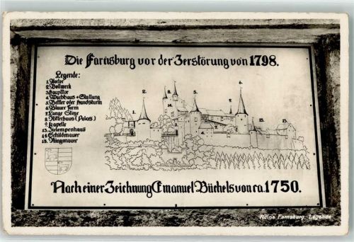 4466 Ormalingen 1750 - Schloss Farnsburg vor der Zerstörung nach einer Zeichnung von E Büchels