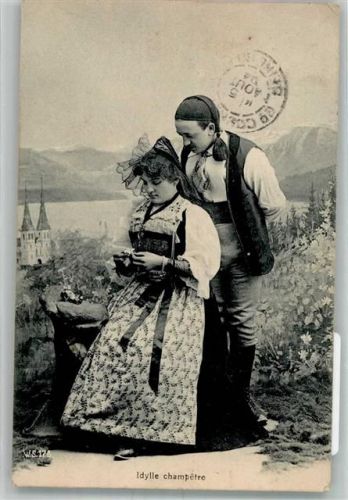 1145 Bière Foto AK Tracht Mann Frau Ort lt. Stempel