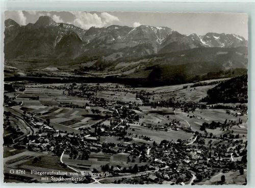 3665 Wattenwil Gebrauchsspuren Fliegeraufnahme mit Stockhornkettte