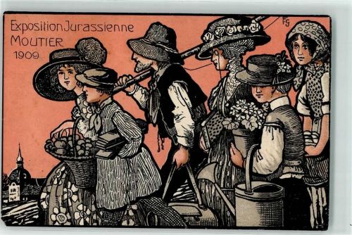 2740 Moutier 1909 Künstlerkarte Exposition Jurassienne sign. FG