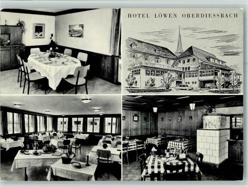 3672 Oberdiessbach 1965 - Hotel Löwen mit Innenansicht, gute Erhaltung AK