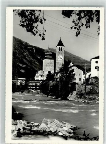 7542 Susch Foto AK Schloss Kirche