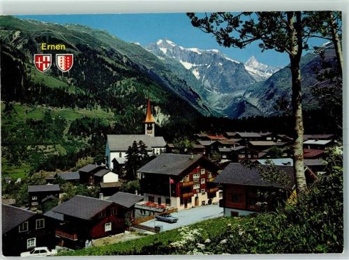 3995 Ernen 1977 - Wallis Wannenhorn und Finsteraarhorn Oldtimer Wappen