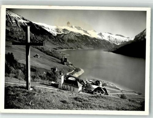 8858 Innerthal Wägital 1952 Foto AK Kirche Kreuz