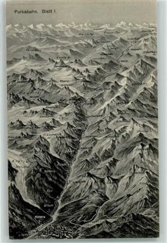 Furka - Bergbahn Route Vogelschau