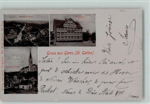 9473 Gams Foto AK Drogerie Schöb, Gasthaus z. Schäfli AK