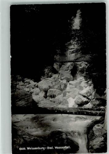 3764 Weissenburg 1950 Foto AK Wasserfall Bahnpost Zug 2293