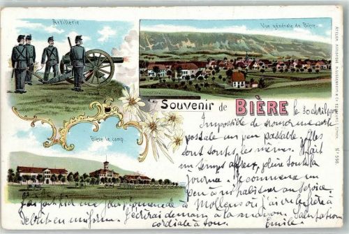 1145 Bière 1900 Lithographie Artillerie Kanone Le Camp