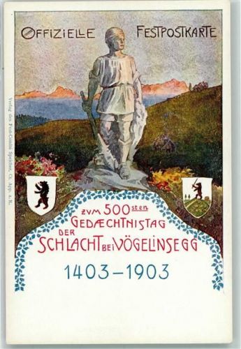 Vögelinsegg 1903 Lithographie Zum 500. Gedächtnistag der Schlacht bei Vögelinsegg