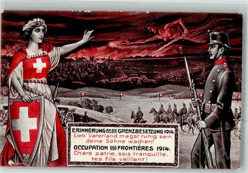 Erinnerung Grenzbesetzung 1914 Helvetia Künstlerkarte