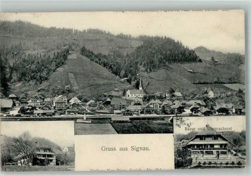 3534 Signau 1911 Foto AK Geschäft und Uhrmacherei Kropf bahnp# Zug 1752