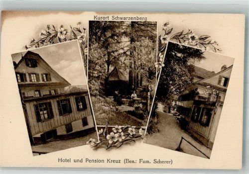 6103 Schwarzenberg LU 1917 Foto AK Hotel und Pension Kreuz