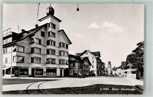 6340 Baar 1956 Foto AK Feldpost Dorfstrasse Geschäft