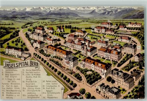 3000 Bern Berne Lithographie Inselspital