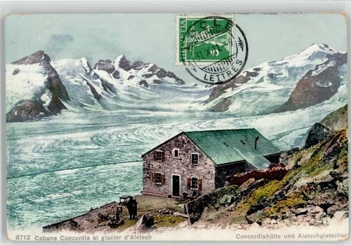Konkordiahütten 1911 Lithographie Gasthaus