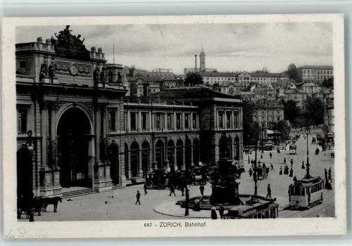 8000 Zürich 1916 - Bahnhof Tram Brunnen