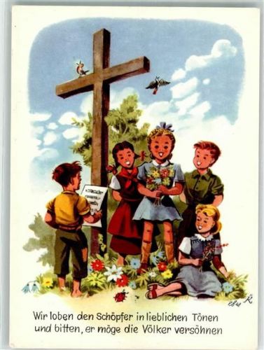 8887 Mels Künstlerkarte sign. K Aktion Weisstannental Kinder Kreuz