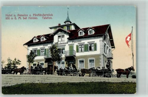 9035 Grub AR 1913 Foto AK Hotel Pension zum Fünfländerblick Pferdekutsche