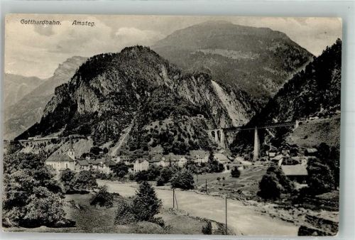 6474 Amsteg Foto AK Gotthardbahn Viadukt