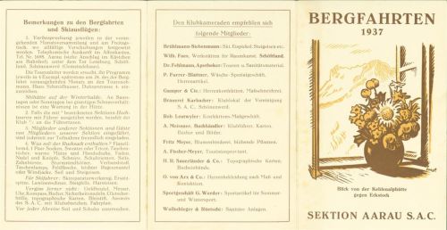 5000 Aarau KEINE AK S.A.C. Bergfahrten 1937 Klappbroschüre 2-fach