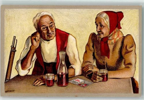 1924 - Schweiz Schützenverein Paar bei einem Glas Rotwein