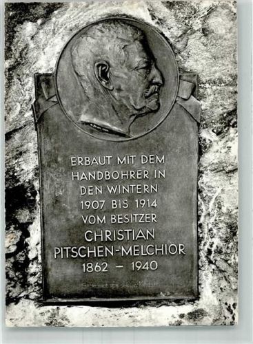 7440 Andeer Foto AK Denkmal Christian Pitschen-Melchior Rofflaschlucht