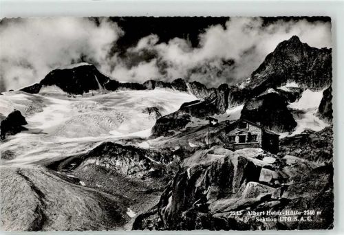 6491 Realp - Albert Heim Hütte mit Blick auf Galenstock und Gletscherhorn Hüttenstempel