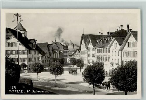 9200 Gossau SG - St. Gallerstrasse Pferdefuhrwerk Oldtimer Stadthäuser