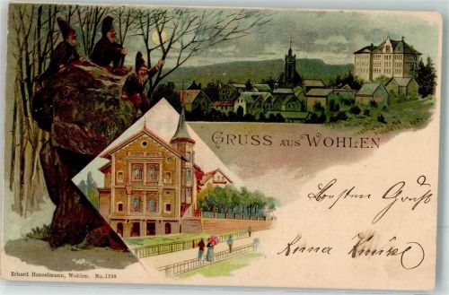 5610 Wohlen AG 1899 Lithographie / Mondschein Zwerge