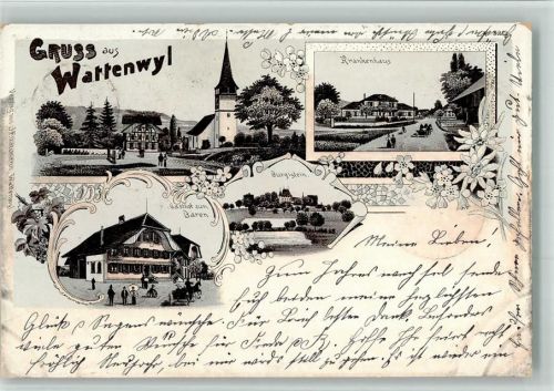 3665 Wattenwil 1901 BOAKC Gasthaus Bären Lithographie