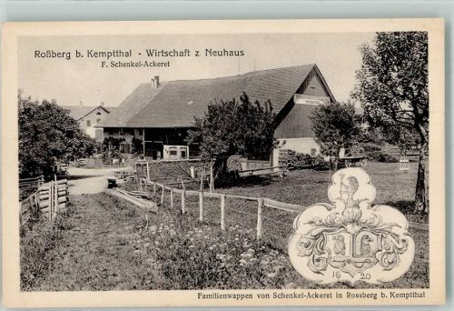 8310 Kemptthal - Roßberg Gasthaus Zum Neuhaus F. Schenkel-Ackeret Familienwappen