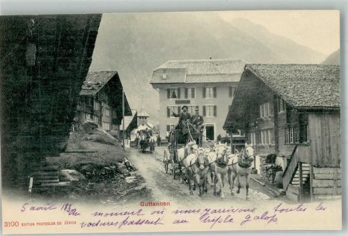 3864 Guttannen Foto AK Postkutsche