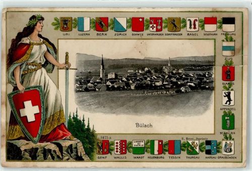 8180 Bülach 1910 Prägedruck Wappen Helvetia