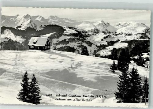 Eseltritt 1968 Winter Gasthaus Ski und Clubhaus Eseltritt am Albis