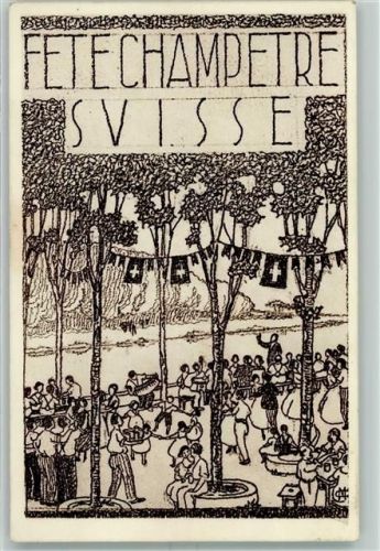 Künstlerkarte Fete Champetre Suisse AK