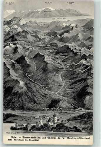 3752 Wimmis - Vogelschau Simmentalbahn und Chemin de fer Montreux Oberland