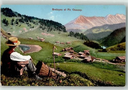 1884 Villars-sur-Ollon Lithographie Pic Chaussy Bretayes