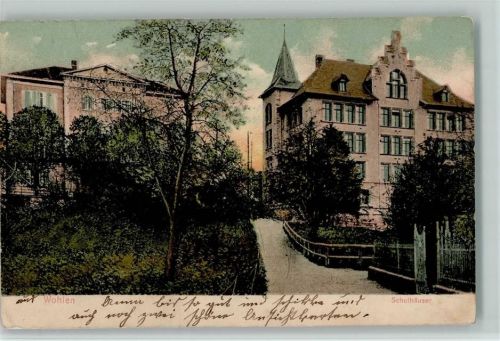 5610 Wohlen AG Gebrauchsspuren 1908 Lithographie Schulhäuser